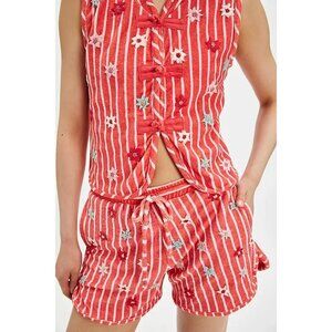 Tach Bonnie Danica Shorts Set Womens L Floral Embroidered Retro Terry Cloth